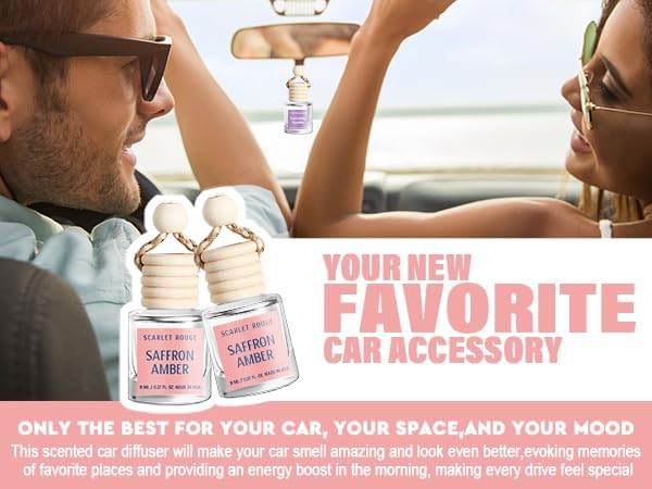 C Classy Car Air Freshener Hanging 2 Pack, Saffron Amber Essential Oil Diffuser for Cars, Cute Car Accessories, Long-Lasting Fragrance, C ar Air Fresheners for Women & Men Gift, Made in USA