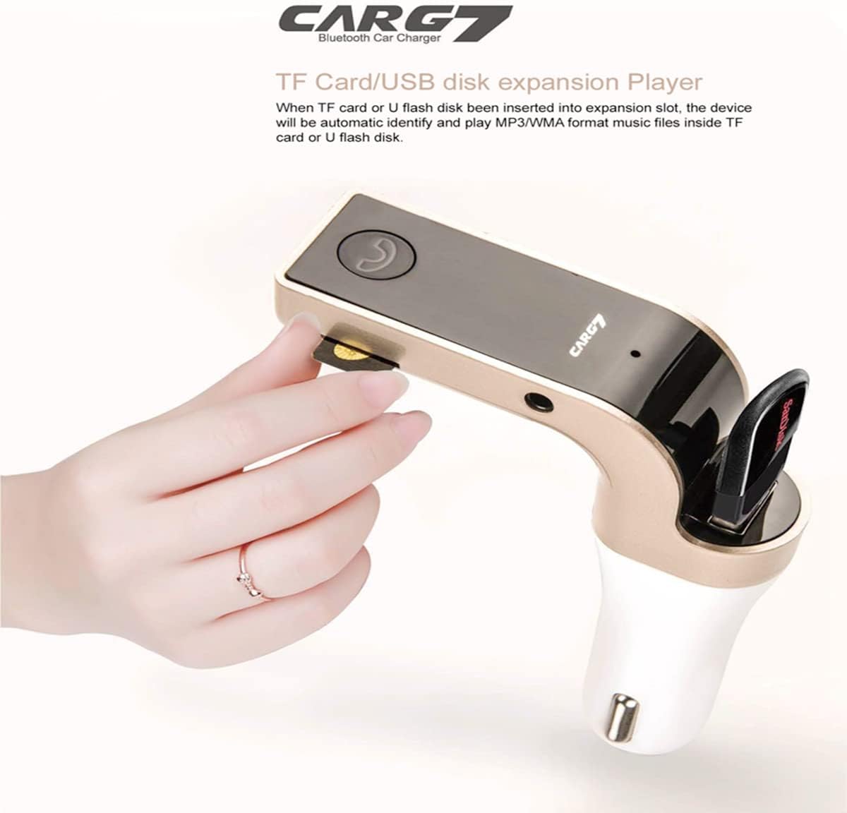 Bluetooth FM Transmitter for car,TIANSHILI handsfree Bluetooth Receiver Car Kit with Mic/TF Card/USB Drive/AUX Play for iPhone,iPad and Other Android Phones