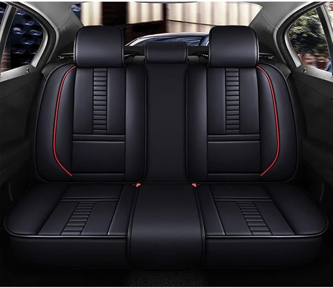 for Toyota RAV4 2008-2025 Car Seat Covers, Full Coverage Customized Seat Covers Premium Leather Waterproof Stain-Resistant Easy to Install (Full Set, Black&Red)