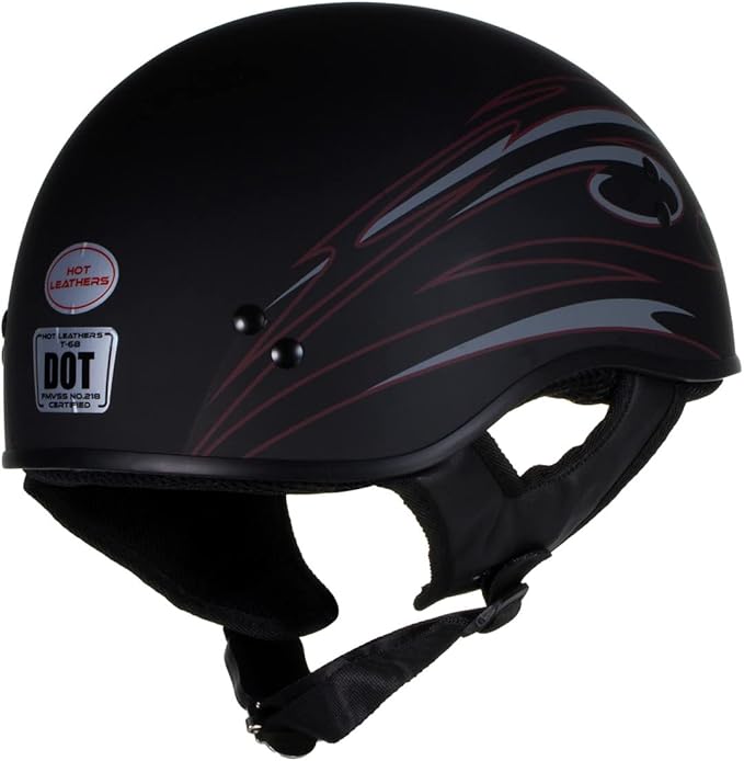 Hot Leathers Advanced Motorcycle DOT Skull Cap Classic Half Helmets Biker HLT