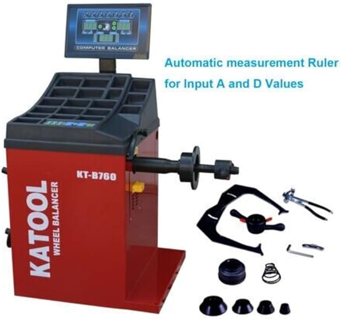 KATOOL KT-T830 Tire Changer 2.0HP Bead Blaster and KT-B760 Wheel Balancer Combo Machine with Automatic Measurement Ruler Fit for Tire Repair