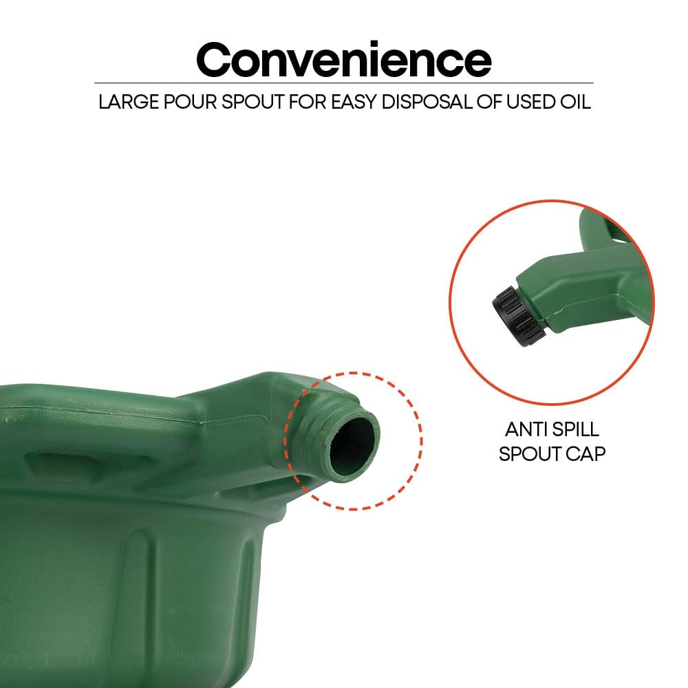 Groz 41961 4.25 Gallon Antifreeze Drain Pan - with Spout Cap, Durable HDPE Construction, Spill-Proof Design for Auto Shops and Garages, Green Color, Pack of 2