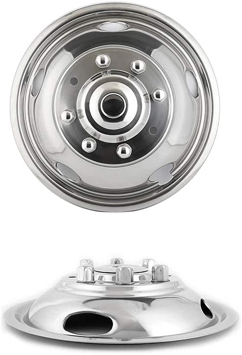 4pcs 19.5" Polished Stainless Steel Dually Wheel Simulators, Nice Looking and Durable Bolt On Wheel Cover,8 Lug Hubcaps Fit for Ford 1999-2004 F450/F550 Truck with Installation Tool Kit C19F8