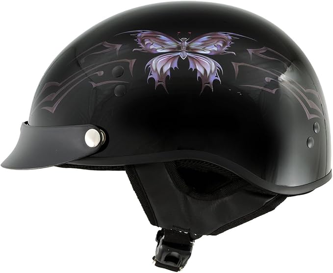 Hot Leathers Advanced Motorcycle DOT Skull Cap Classic Half Helmets Biker HLT