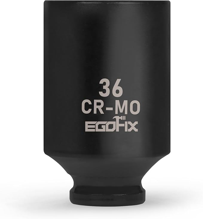 36mm Socket 1/2" Drive Deep Impact Metric Socket,CR-MO 6 Point for Easy Removal of Axle Nut