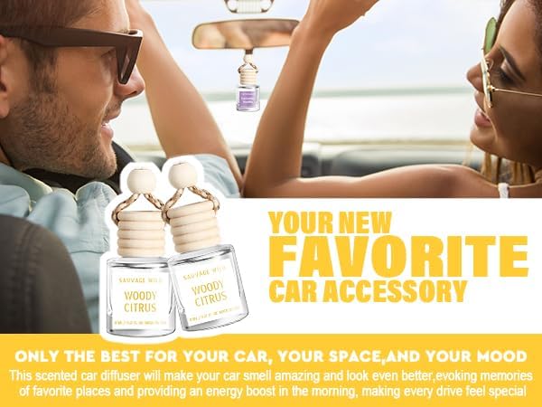 C Classy Car Air Freshener Hanging 2 Pack, Woody Citrus Essential Oil Diffuser for Cars, Cute Car Accessories, Long-Lasting Fragrance, C ar Air Fresheners for Women & Men Gift, Made in USA