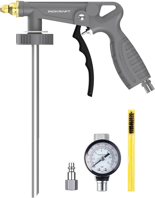 InoKraft Rust Proofing Spray Gun, Bedliner Gun with Adjustable Nozzle and Pressure Regulator, for Truck Bed Liner Coating, Rubberized Undercoat, Suitable for Raptor Tintable Urethane Spray-On