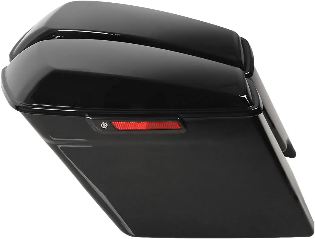 XFMT Motorcycle Vivid Black 5" Stretched Saddlebags Extended Hard Saddle Bags W/Black Latches For Harley Touring Road King Street Glide Road Glide Electra Glide Ultra Classic 2014-2023