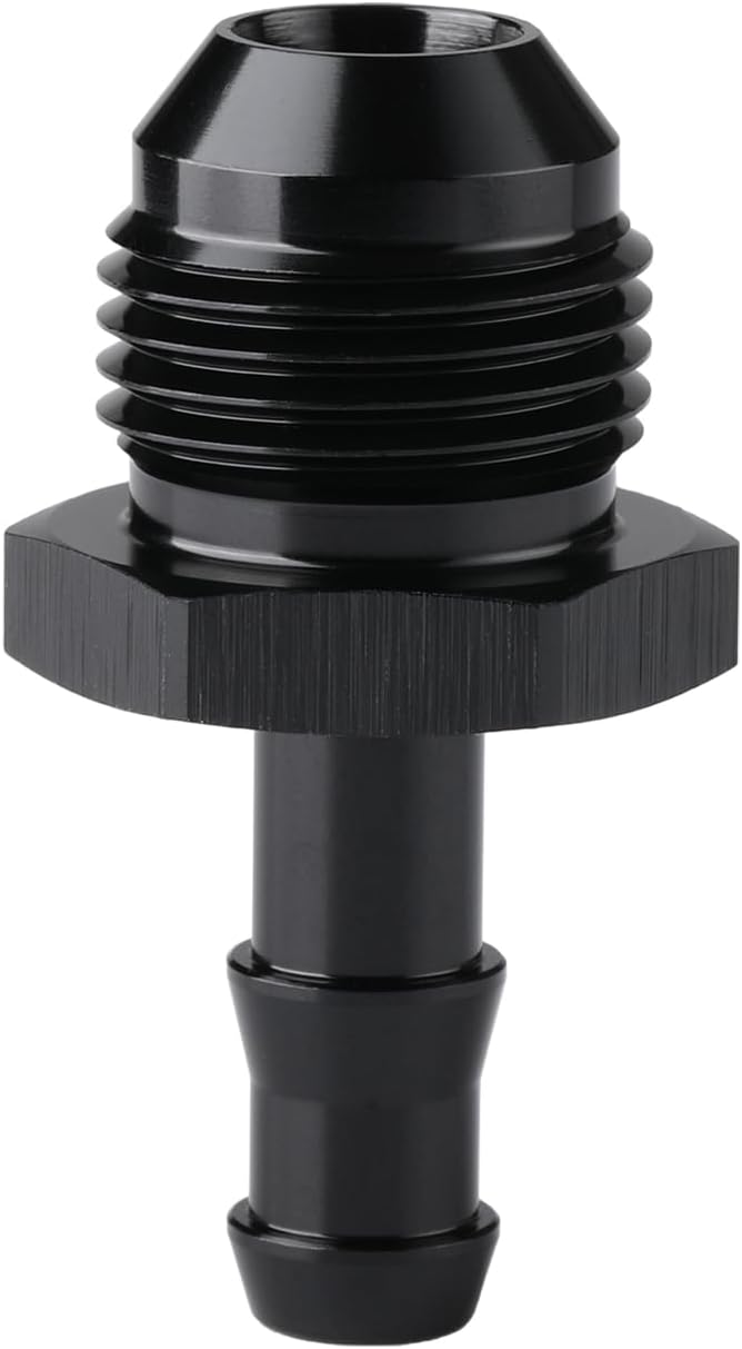 8AN Male Flare to 5/16 Hose Barb Straight Fitting Adapter Aluminum Black