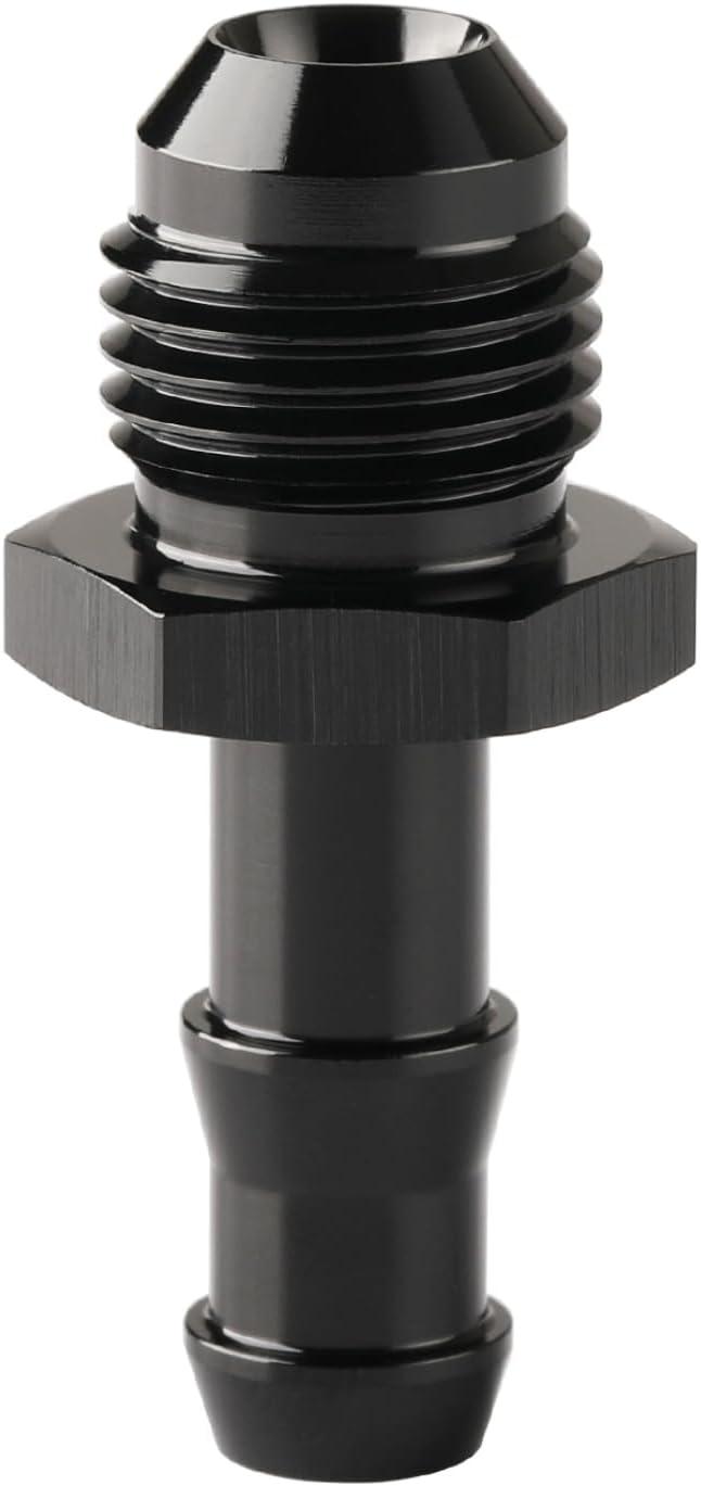 6AN Male Flare to 1/4 Hose Barb Straight Fitting Adapter Aluminum Black