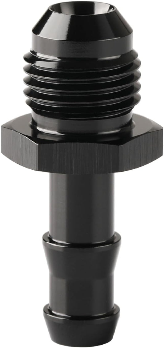 6AN Male Flare to 1/4 Hose Barb Straight Fitting Adapter Aluminum Black