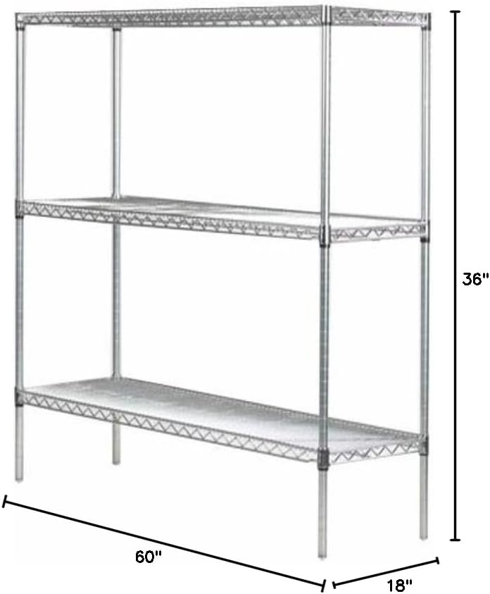 Omega 18" Deep x 60" Wide x 36" High 3 Tier Chrome Starter Shelving Unit