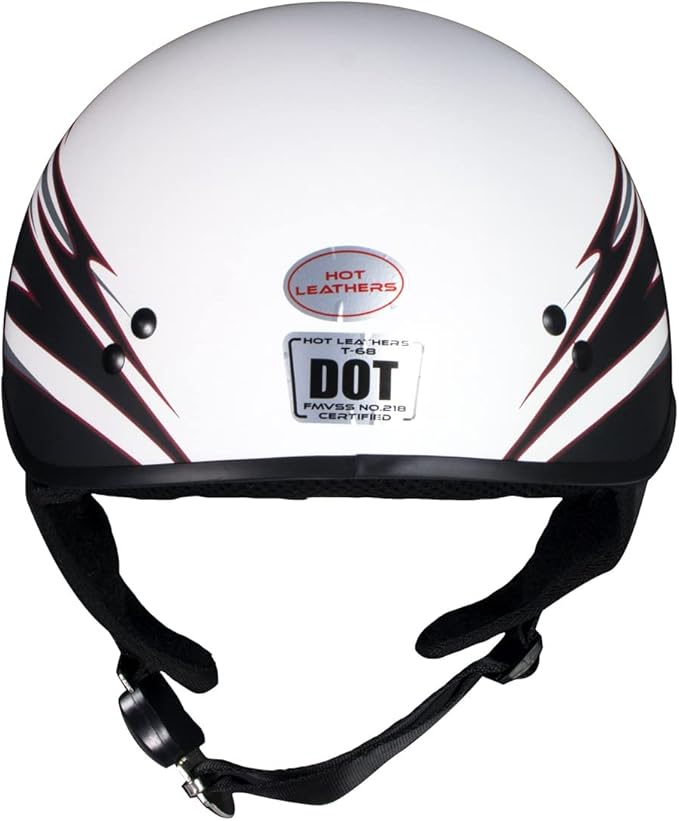 Hot Leathers Advanced Motorcycle DOT Skull Cap Classic Half Helmets Biker HLT