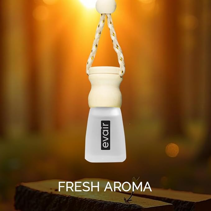 Evair Sandalwood Scent For Car Air Freshener | Hanging Air Fresheners with Wooden Diffuser - Long Lasting Fragrance from Essential Oil