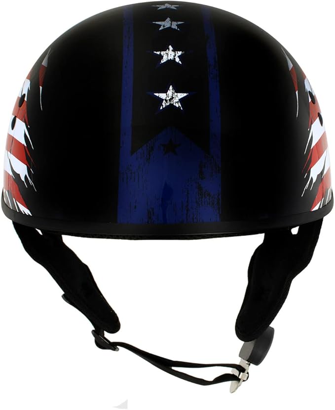 Hot Leathers Advanced Motorcycle DOT Skull Cap Classic Half Helmets Biker HLT