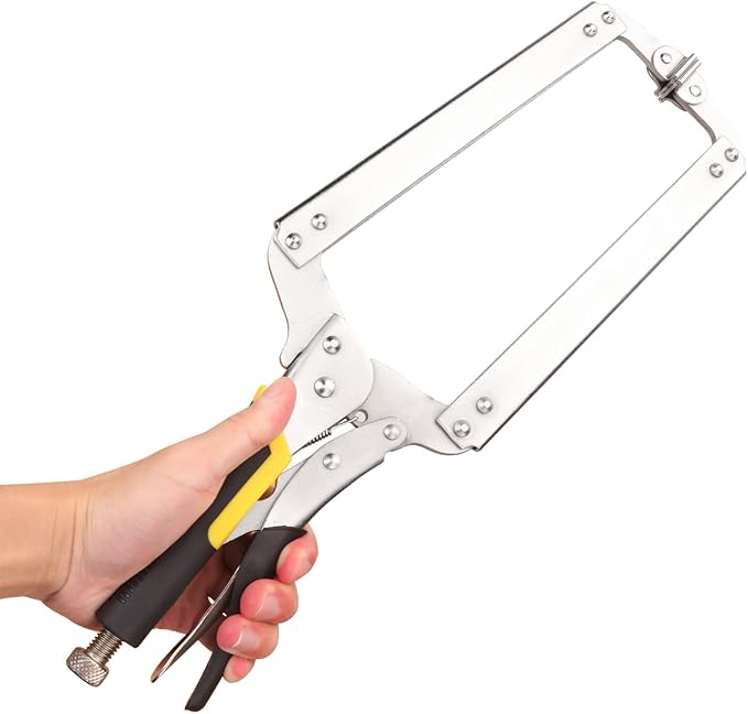 3 Pack 18 Inch C-Clamp Locking Pliers with Swivel Pads, C-Clamp Face, Heavy Duty C Clamp Locking Pliers, Adjustable Vise Grip C Clamps for Woodworking and Home Improvement