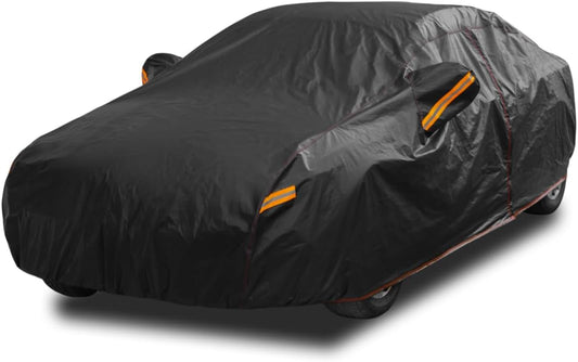 6 Layer Heavy Duty Car Cover Waterproof All Weather Protection with Cotton Liner, Universal Fit Toyota Corolla Prius, Ford Focus Sedan, Hyundai Elantra, Kia Forte, Nissan Sentra, VW Jetta