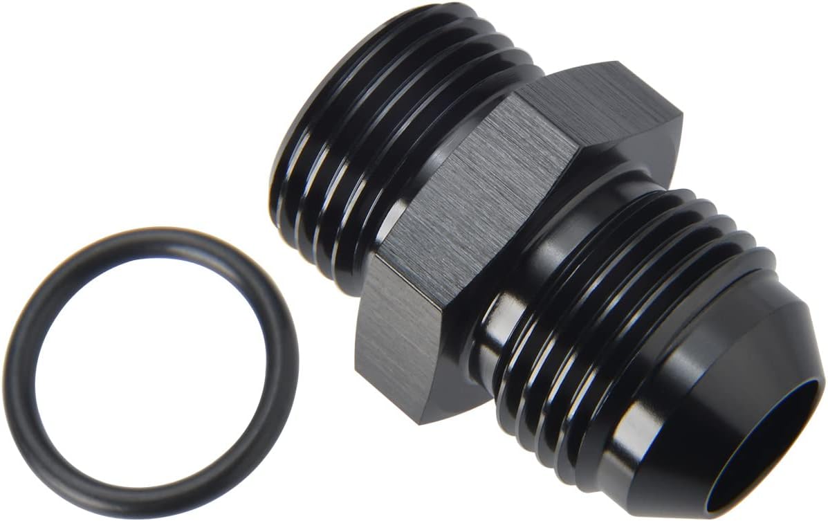 8AN Male Flare to 8AN ORB O-ring Boss Fuel Pump Rail Adapter Fitting Aluminum Black