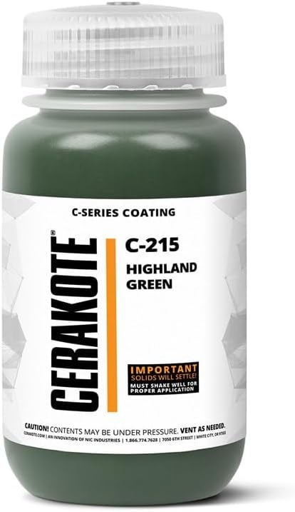 CERAKOTE® ( AIR CURE C-SERIES HIGHLAND GREEN [ 4oz ] C-215T Performance Ceramic Technology + Color on All- Metals, Polymers + More