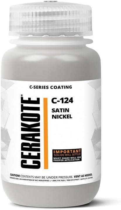 CERAKOTE® ( AIR CURE C-SERIES SATIN NICKEL [ 4oz ] C-124T Performance Ceramic Technology + Color on All- Metals, Polymers + More