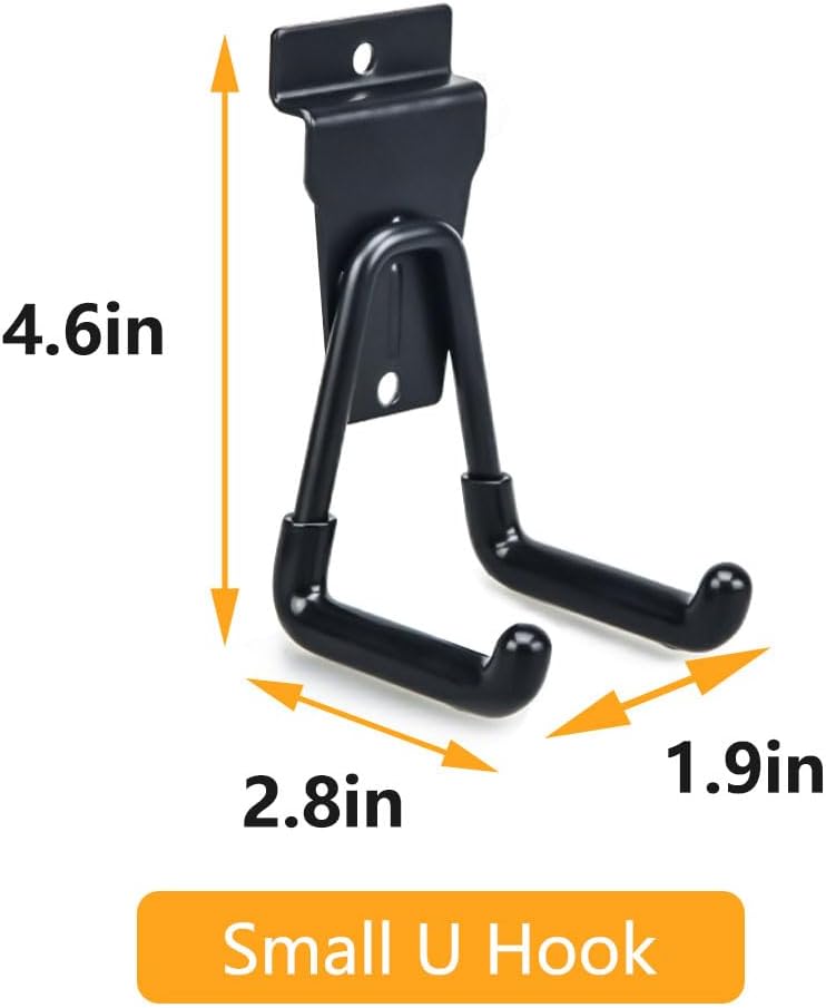 Slatwall Hooks Heavy Duty Slat Wall Accessories Garage Small U Hooks and Hangers for Garage Organizers, Black(10 Pack)