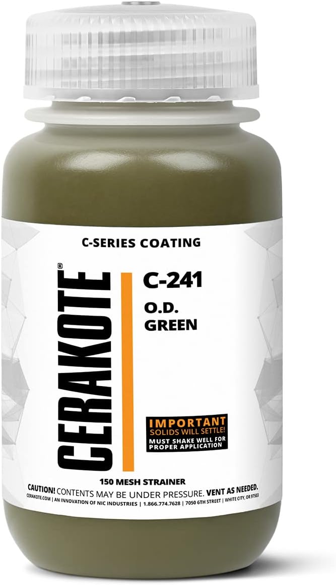 CERAKOTE® ( AIR CURE C-SERIES O.D. GREEN [ 4oz ] C-241T Performance Ceramic Technology + Color on All- Metals, Polymers + More
