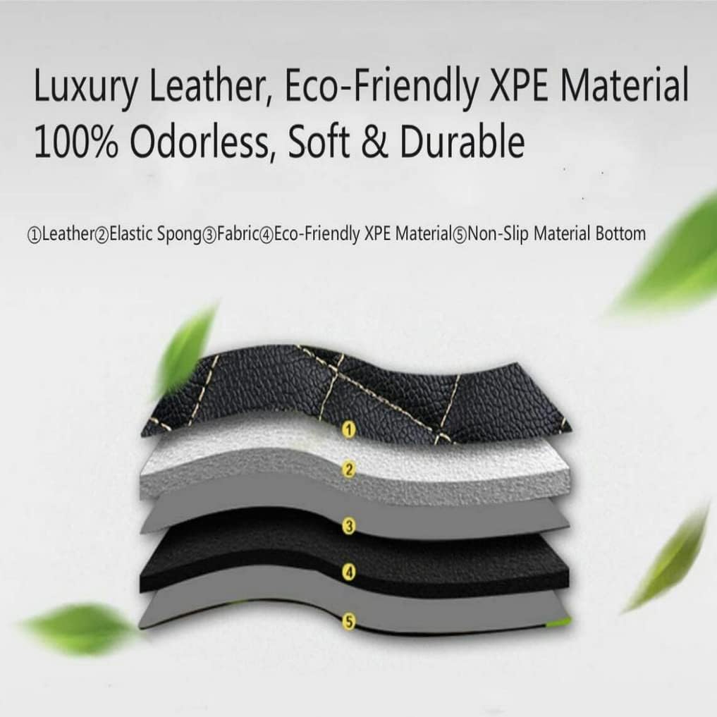 Custom All-Weather Protection Leather Car Floor Mats for Cars Sedan SUV Sports Car Waterproof Floor Mat (Black Red)