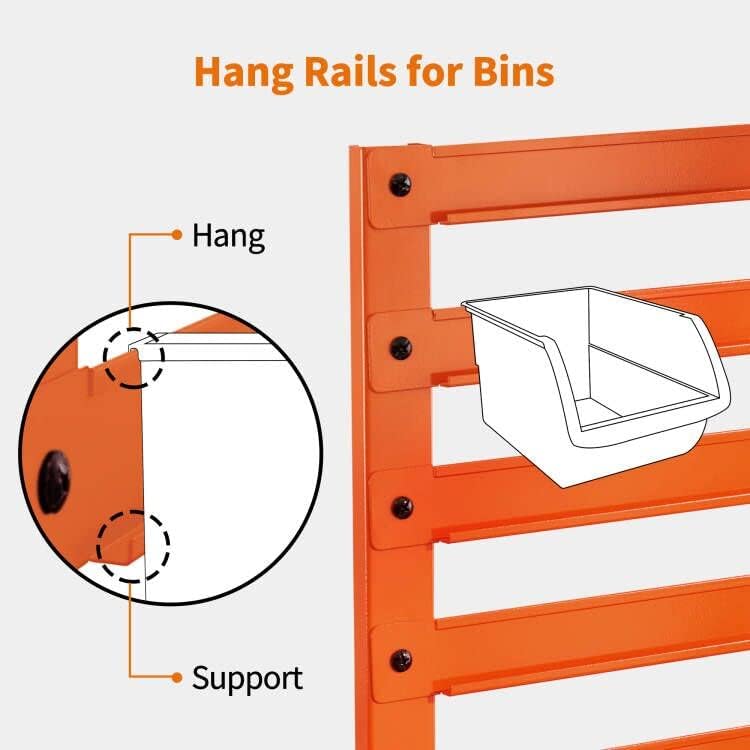 MCombo Metal Workbench for Garage, Adjustable Worktable with Storage Cabinet for Home Office, Basements, Bench-81 (Orange)