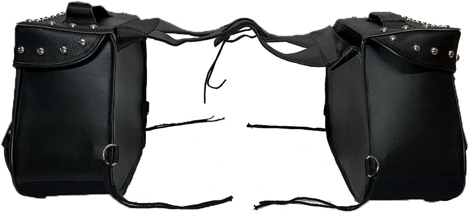 Motorcycle Saddlebags, 33L Large Capacity Saddle Bags Motorcycles, Genuine Leather Motorcycle Luggage Bag, Universal Motorcycle Throw Over Saddlebag, Black, HD-SAD551S