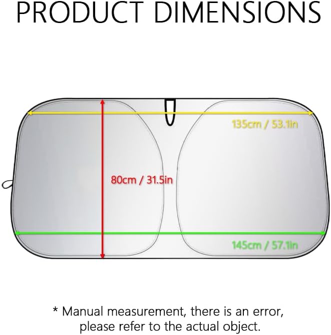 Car Windshield Sun Shade,Foldable Reflective Sun Visor,Sun Heat and UV Rays Blocker,210T Coated Silver Cloth Reflective Polyester