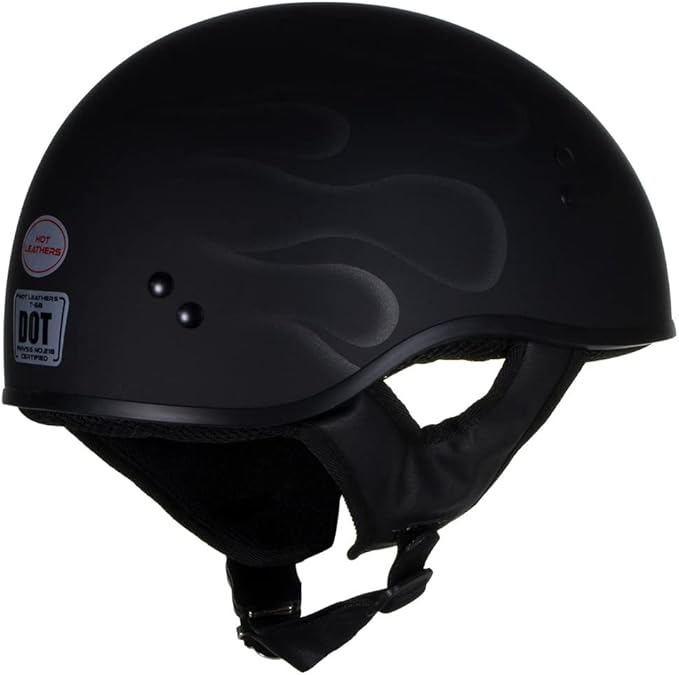 Hot Leathers Advanced Motorcycle DOT Skull Cap Classic Half Helmets Biker HLT