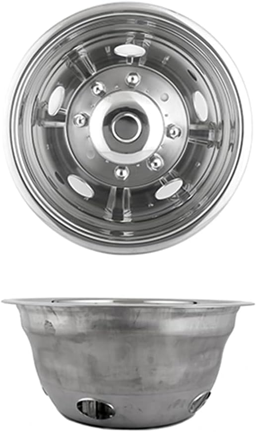 4pcs 19.5" Polished Stainless Steel Dually Wheel Simulators, Nice Looking and Durable Bolt On Wheel Cover,8 Lug Hubcaps Fit for Ford 1999-2004 F450/F550 Truck with Installation Tool Kit C19F8