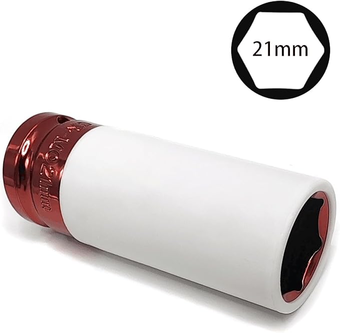21mm 1/2" Drive Wheel Protector Impact Socket, Lug Nut Socket, Non-Marring Thin Wall Deep Socket