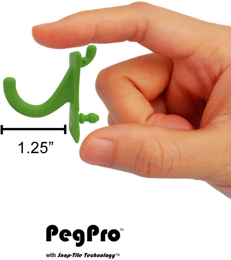 PegPro® J Hooks Kit for Standard “Wood Fiber” pegboard – Durable Plastic Pegboard Hooks - for Garage, Kitchen, Craft Room, and More (J Hook - 24 Pack, Kiwi)