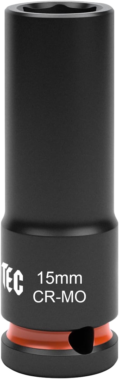 1/2 Inch Drive - 25mm Deep Impact Socket with Anti-Rounding 6 Point Design, Heat-Treated Cr-Mo Steel, Automotive, Truck Maintenance, Heavy Equipment Repair