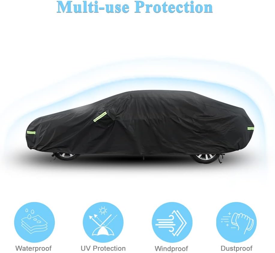 Car Cover Custom Fit for Toyota Camry, Waterproof All Weather Full Exterior Cover Rain Snow UV Protection Cover with Door Zipper