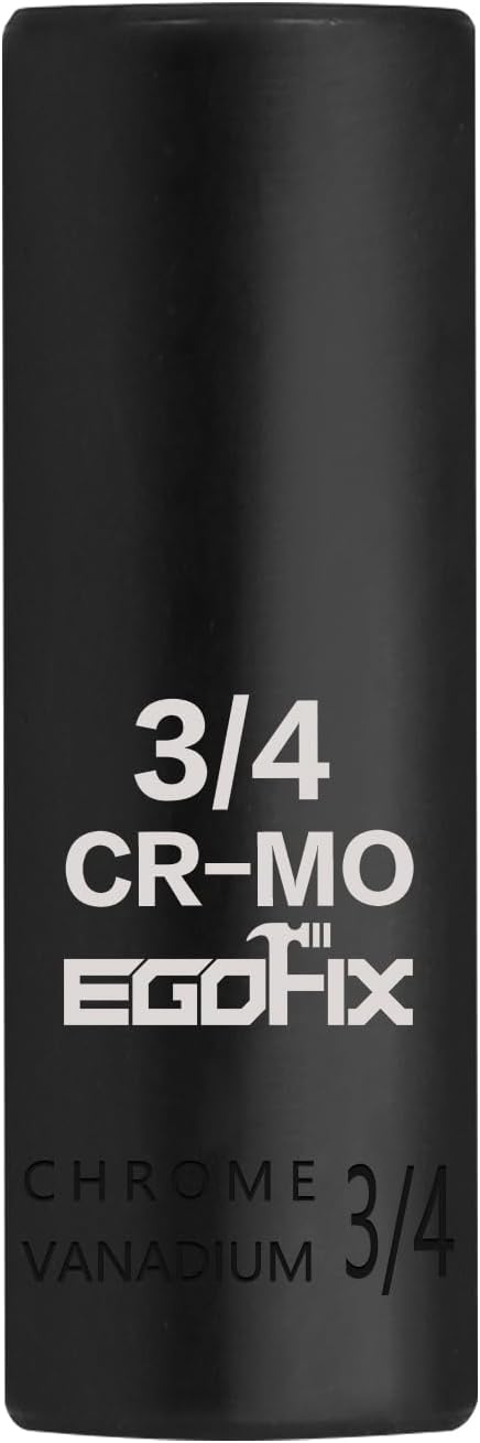 3/8" Drive Deep Impact Socket, 3/4 Inch SAE Socket, CR-MO 6 Point for Easy Removal of Axle Nut