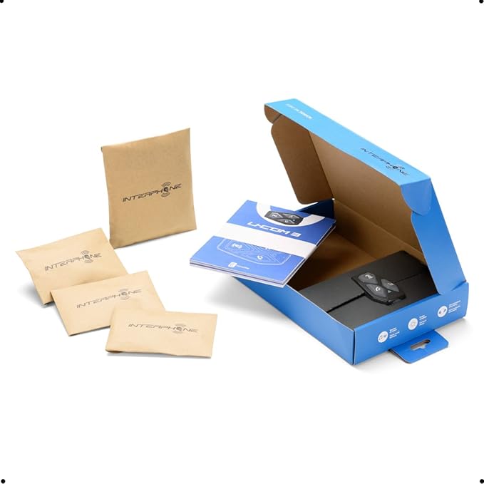 INTERPHONE UCOM3 - Motorcycle Bluetooth Communication System - 2 Riders up to 500Mt Range - Battery 10Hr - Helmets Headset Compatible TFT and GPS - DSP and Noise Control - Waterproof IP67 - Single