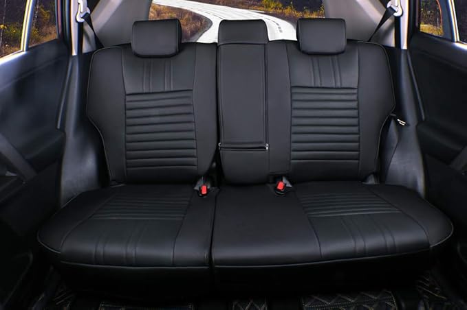 EKR Rav4 Seat Covers Custom Fit for Toyota Rav4 XLE,Platinum,Limited 2013-2018 & SE 2016-2018, Leather Truck Seat Cover Full Set for SUV,Faux Leather(Black)