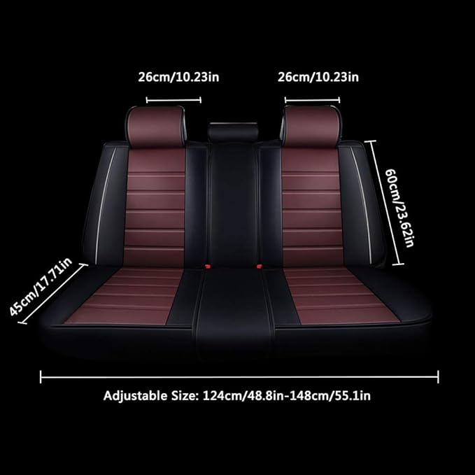 otoez Car Seat Covers Full Set, Leather Seat Covers for Car, 5 Seat Waterproof Automotive Front and Rear Seat Cushion Protector Fit for Most Car Sedan Truck (with Pillows)