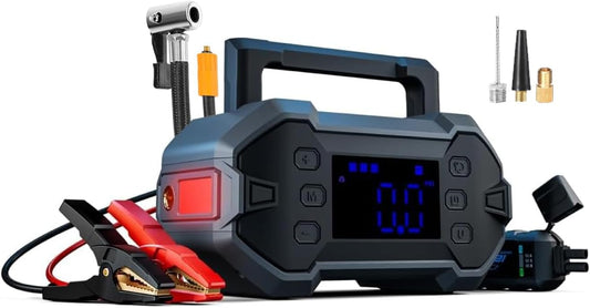 Portable Car Jump Starter 3000A with Air Compressor 12V Battery Jumper Emergency for 8.0L Gas & Diesel Engines Power Booster Start Boost Charger Box and Power Bank, for All Weather (GK-J1206P)