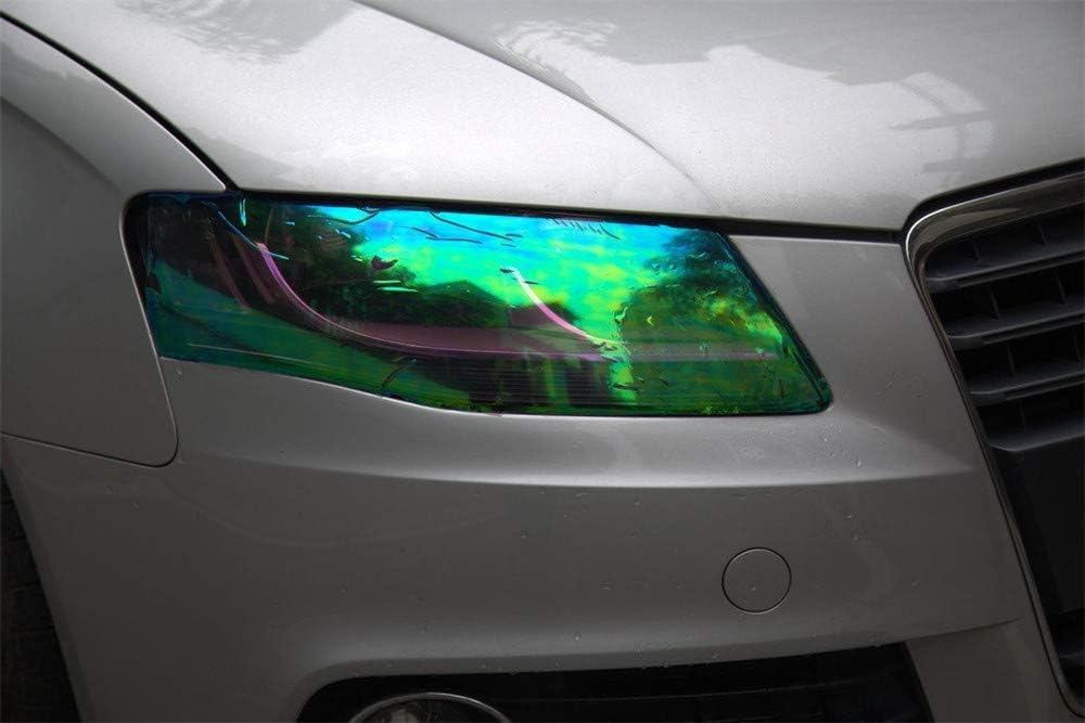 LED LIGHT 12 by 48 inches Self Adhesive Shiny Chameleon Headlights Tail Lights Fog Lights Films,Film Sheet Sticker,Tint Vinyl Film with Gift Knife and Hand Tool (Green)