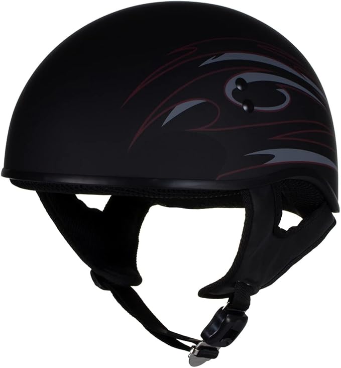 Hot Leathers Advanced Motorcycle DOT Skull Cap Classic Half Helmets Biker HLT