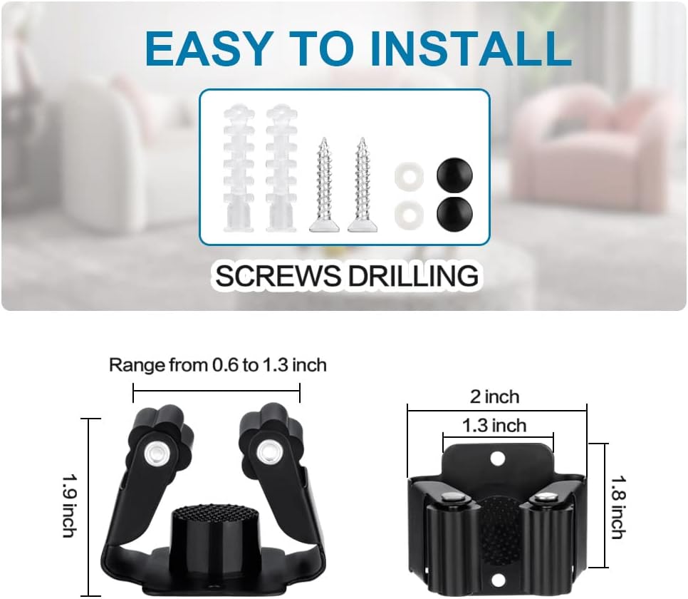 9PCS Broom and Mop Holder, Heavy Duty Garden Tool Organizer Rack Rake and Shovel Handle, Stainless Steel Mop Hanger. Screws for Wall Mounted. Silver.