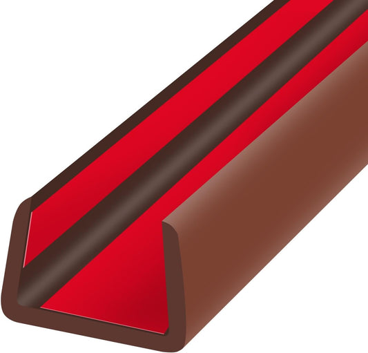 Rubber Edge Trim, Flexible Edge Banding, 1/2"(12.7mm) U Channel Furniture Edge Protector, Self Adhesive Edge Guards for Plywood, Wood, Glass Parts, 20Ft, Brown Color