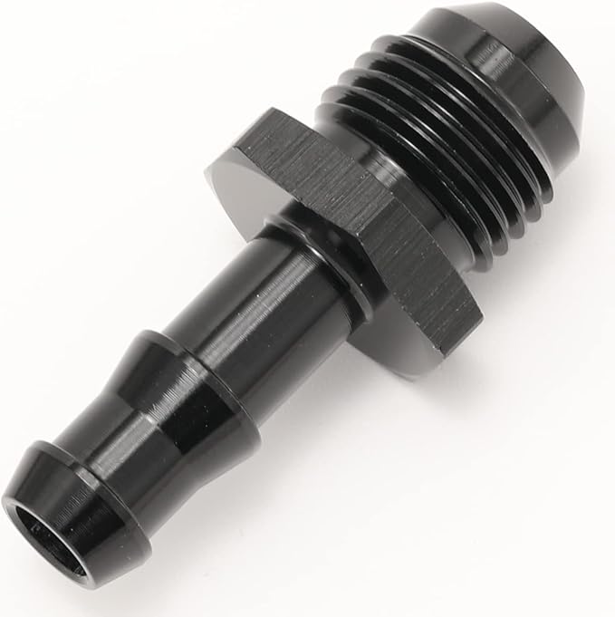6AN Male Flare to 5/16 Hose Barb Straight Fitting Adapter Aluminum Black