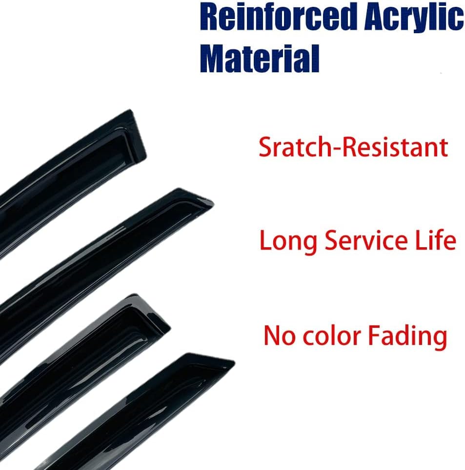 94267 Side Window Wind Deflector, 4pcs Outside Mount Style Tape-On Dark Smoke Nice Rain Guards Set, Window Visor fit for 2011-2024 Dodge Durango