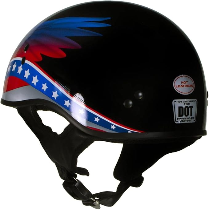 Hot Leathers Advanced Motorcycle DOT Skull Cap Classic Half Helmets Biker HLT