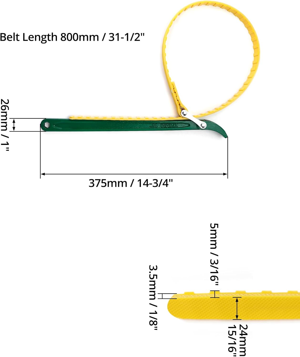 QWORK 15" Belt Strap Wrench, 2 Pack Multi-Purpose Adjustable Strap Oil Filter Strap Opener Wrench