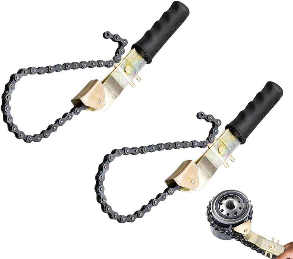 Mytee Products 2 Pack 15" Heavy-Duty Oil Filter Chain Wrench for 4" Diameter Filters – Rivet Locking Mechanism & Ideal for Chain Oil Filter Remover & General Maintenance Tasks